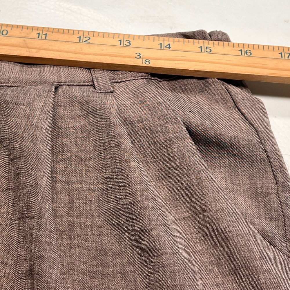 Wide Leg Lightweight Pants Women XL Brown Pleated High Rise Trousers Flowy Cool - Picture 7 of 11